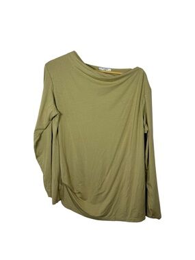 M.M.LaFleur Jersey Knit Draped Off Shoulder Blouse Olive Green +1 1X